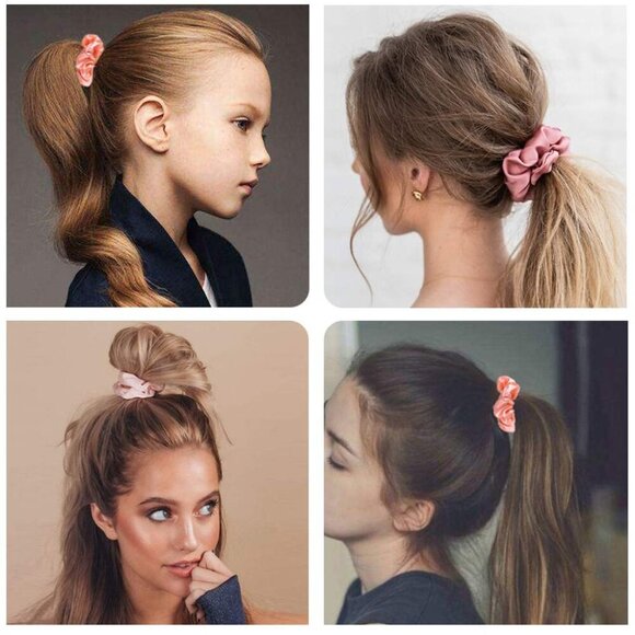 50 Satin Hair Scrunchies in Multiple Colors - Silk Accessories for Curly Hair, T - Picture 6 of 7